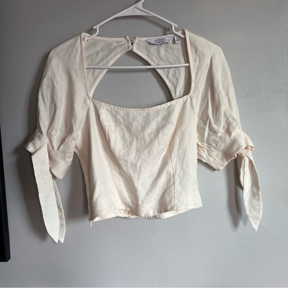 AND OTHER STORIES White Hudson Linen Blend Top 6 - Picture 1 of 9